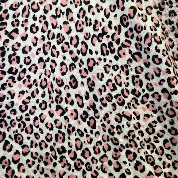XL Talbots Pink and Black Cheetah Print Short-Sleeve Cardigan - Picture 3 of 7